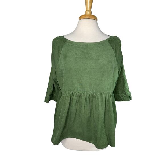 Anthropologie Tops - MAEVE Anthropologie Maria Green Corduroy Button Up Blouse Size XS Womens Cotton